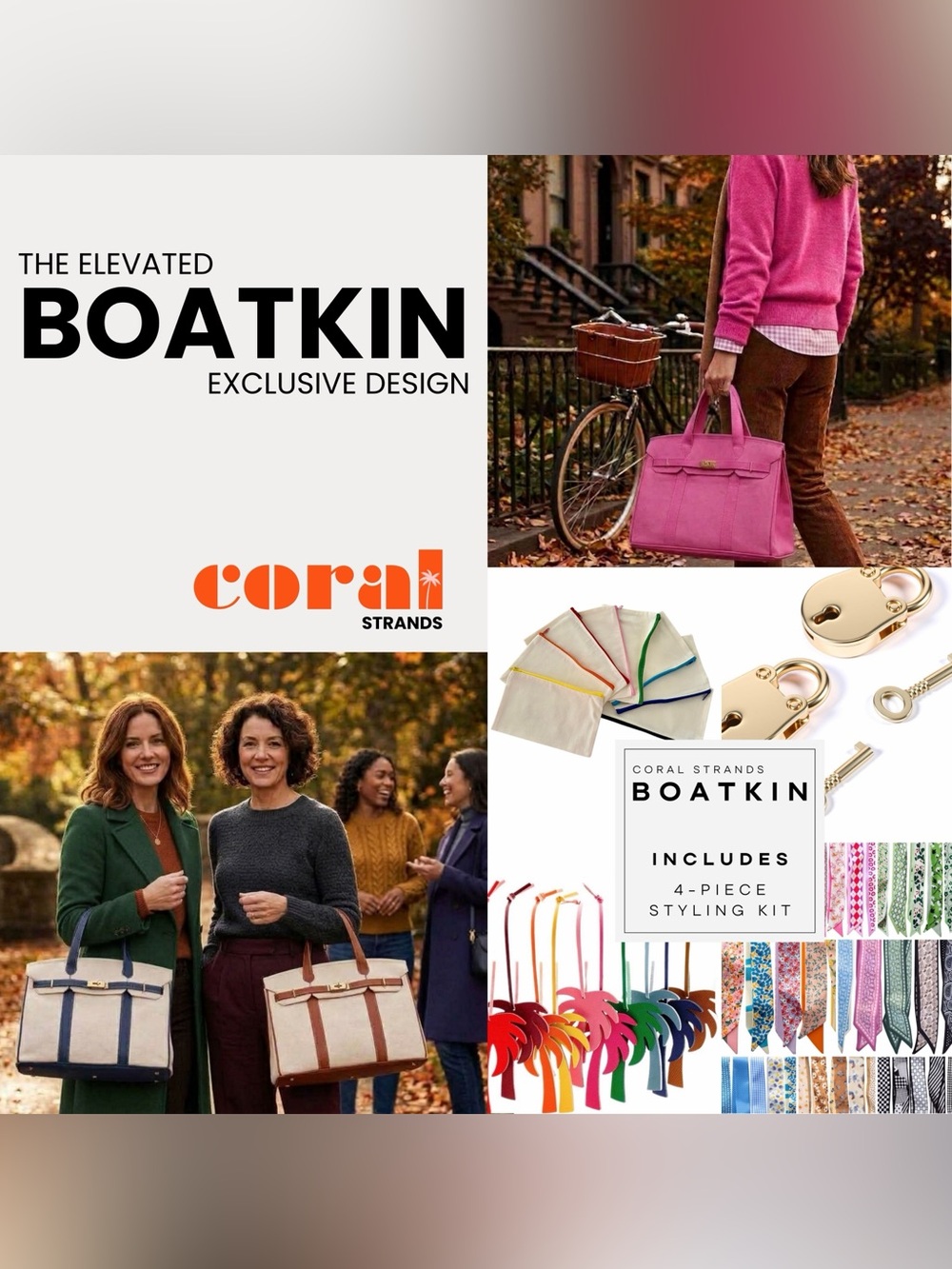 Boatkin Bag, FREE 4-Piece Styling Kit, Structured Canvas Boat Tote, NAVY BLUE - Picture 3 of 10